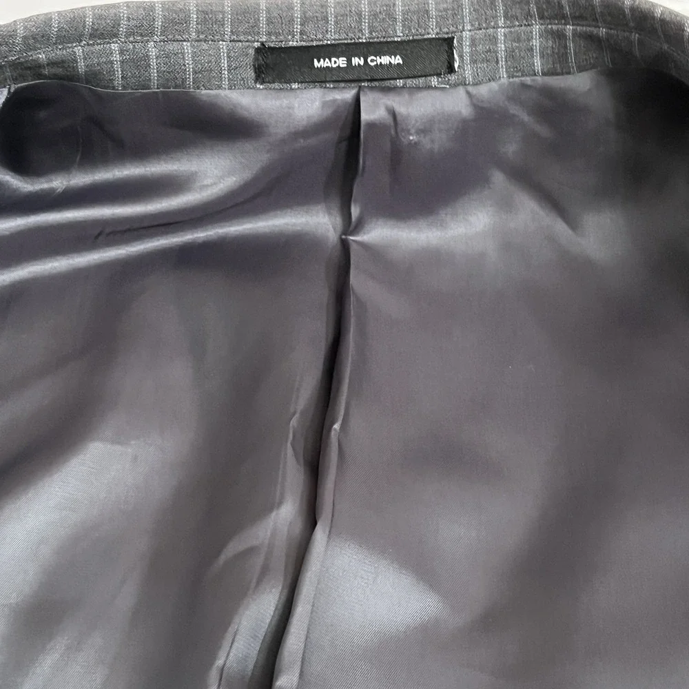 Lauren Ralph Lauren Blazer Mens 46S‎ Gray Pin Stripe Suit Jacket Wool Sport Coat